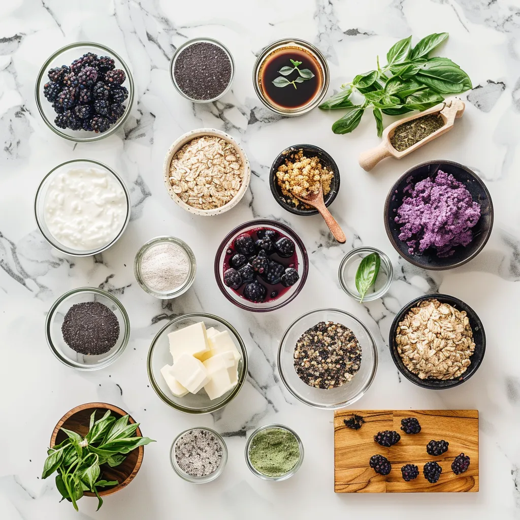 Crispy Blackberry Pie Overnight Oats ingredients