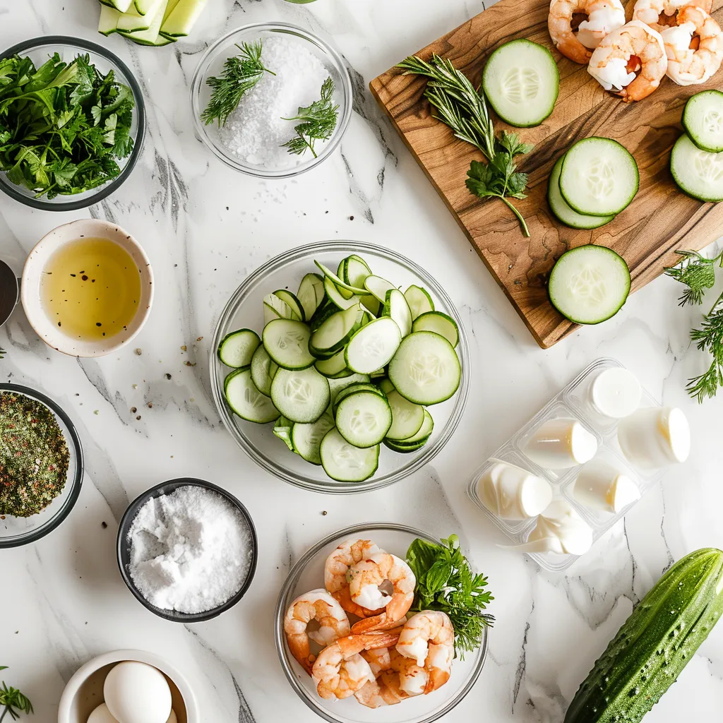 Cucumber Shrimp Salad Lime Juicy ingredients