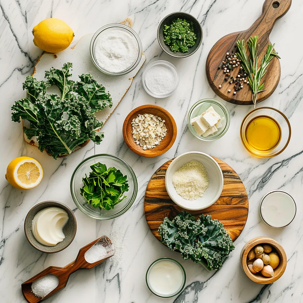 Golden Lemon Parmesan Kale Salad ingredients