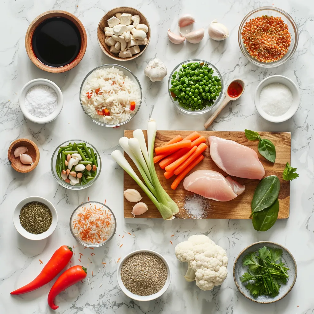 High Protein Fresh Garlic Chicken Fried Rice ingredients