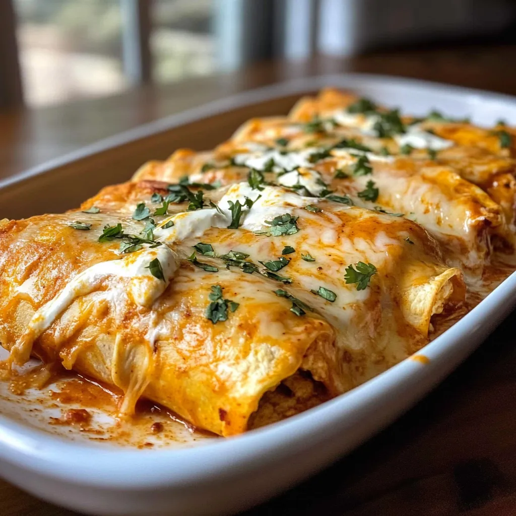 Juicy High Protein Chicken Enchiladas with White Sauce