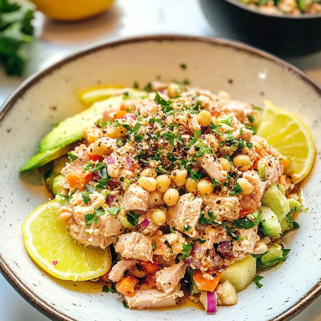 Lemon Tahini Chickpea Tuna Salad Flavorful