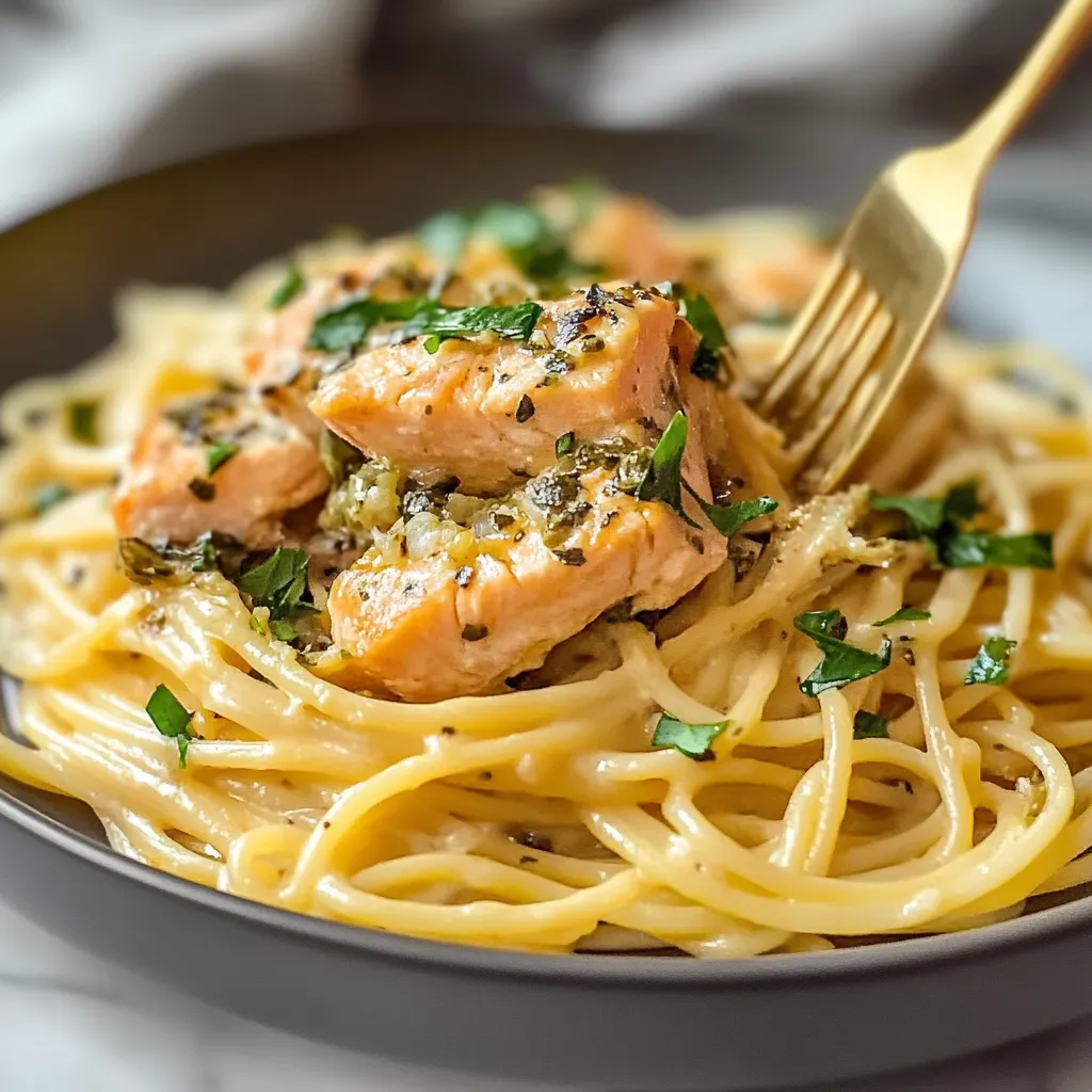 Rich Salmon Piccata Pasta
