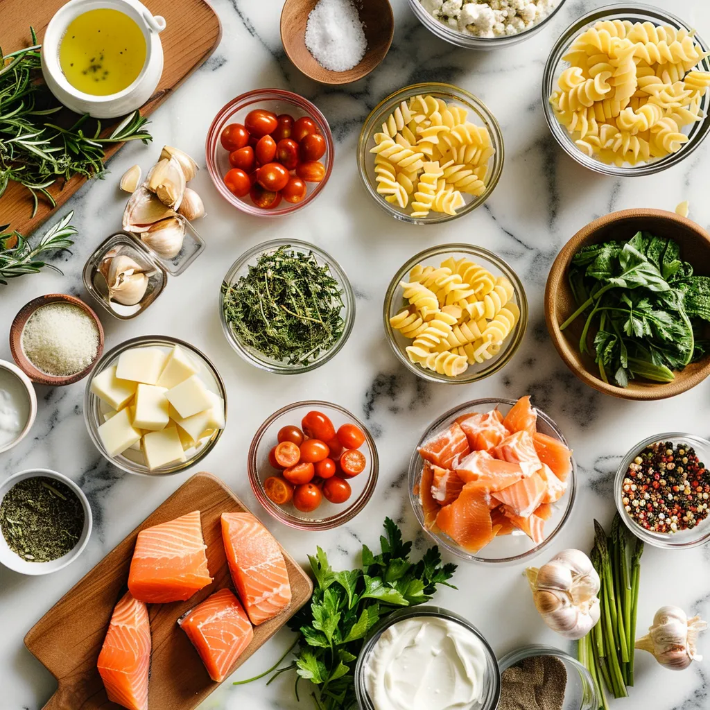 Rich Salmon Piccata Pasta ingredients