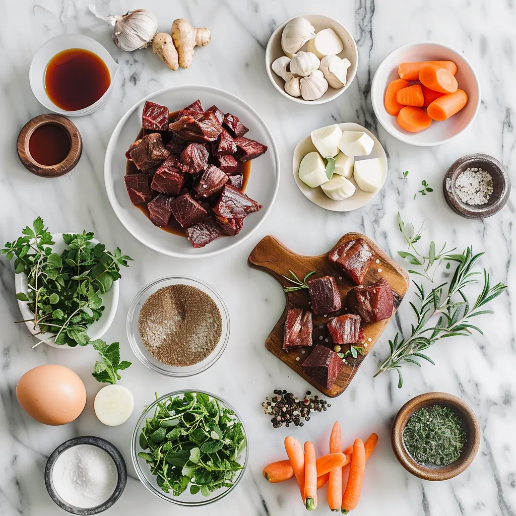 Rich Traditional Red Wine Beef Stew ingredients