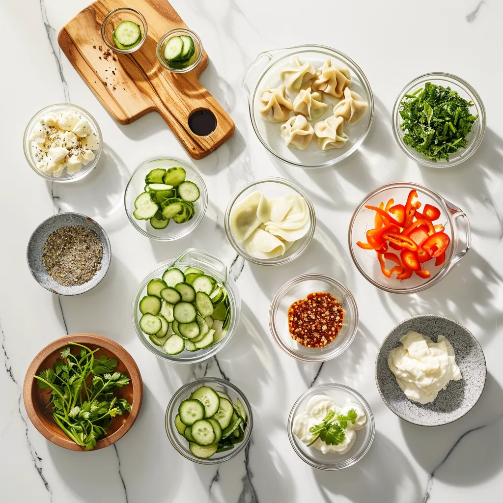 Savory Dumpling And Smashed Cucumber Salad With Peanut Sauce: A Fast Delight ingredients