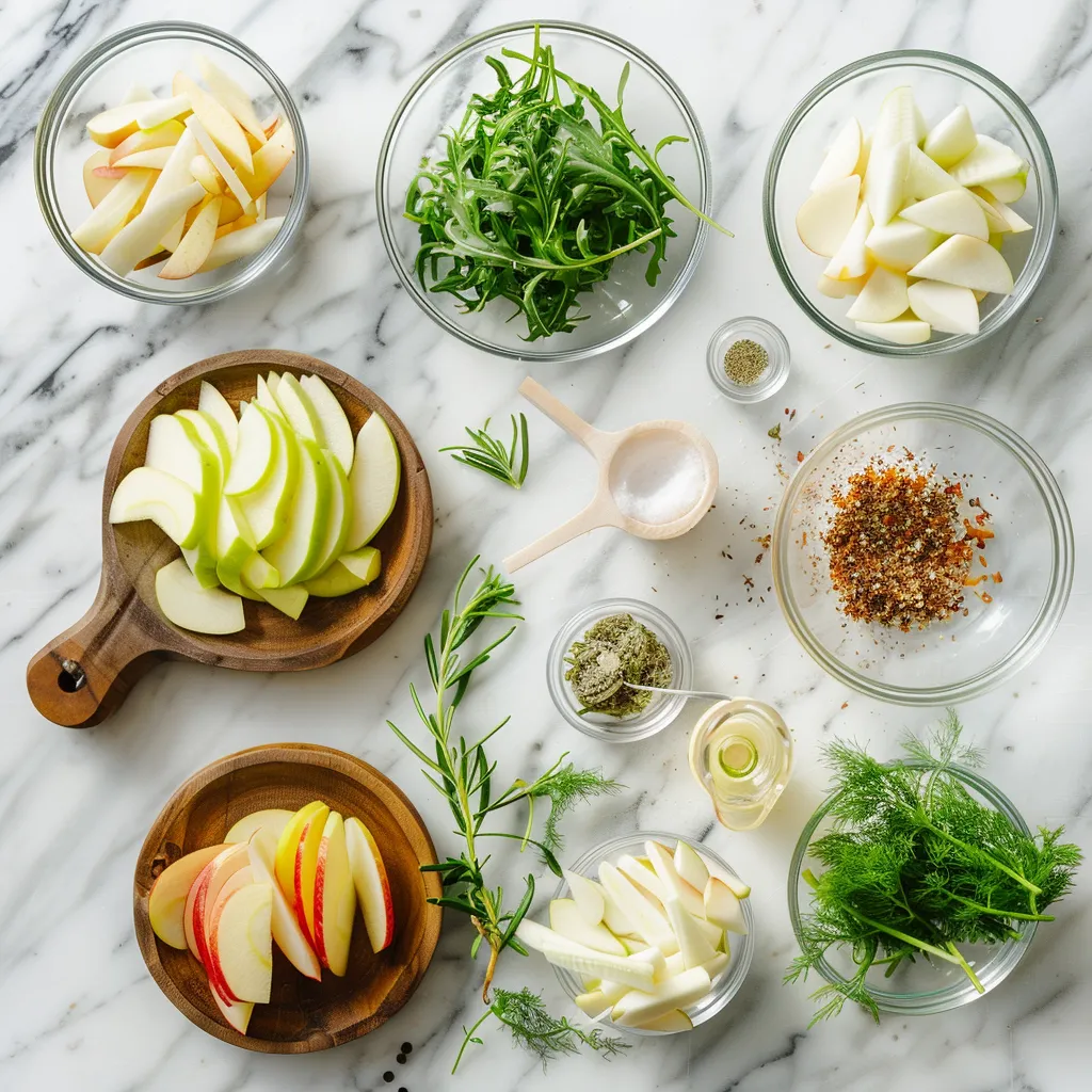 Shaved Apple, Fennel and Arugula Salad Savory ingredients
