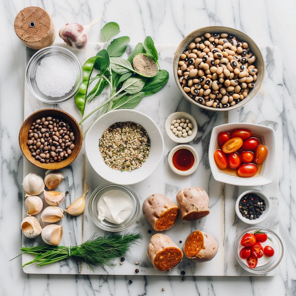 Simple Black Eyed Peas with Andouille Sausage Fresh ingredients