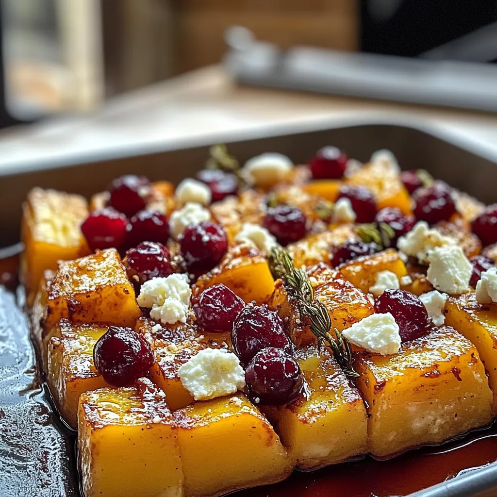 Yummy Roasted Butternut Squash with Cranberries and Feta