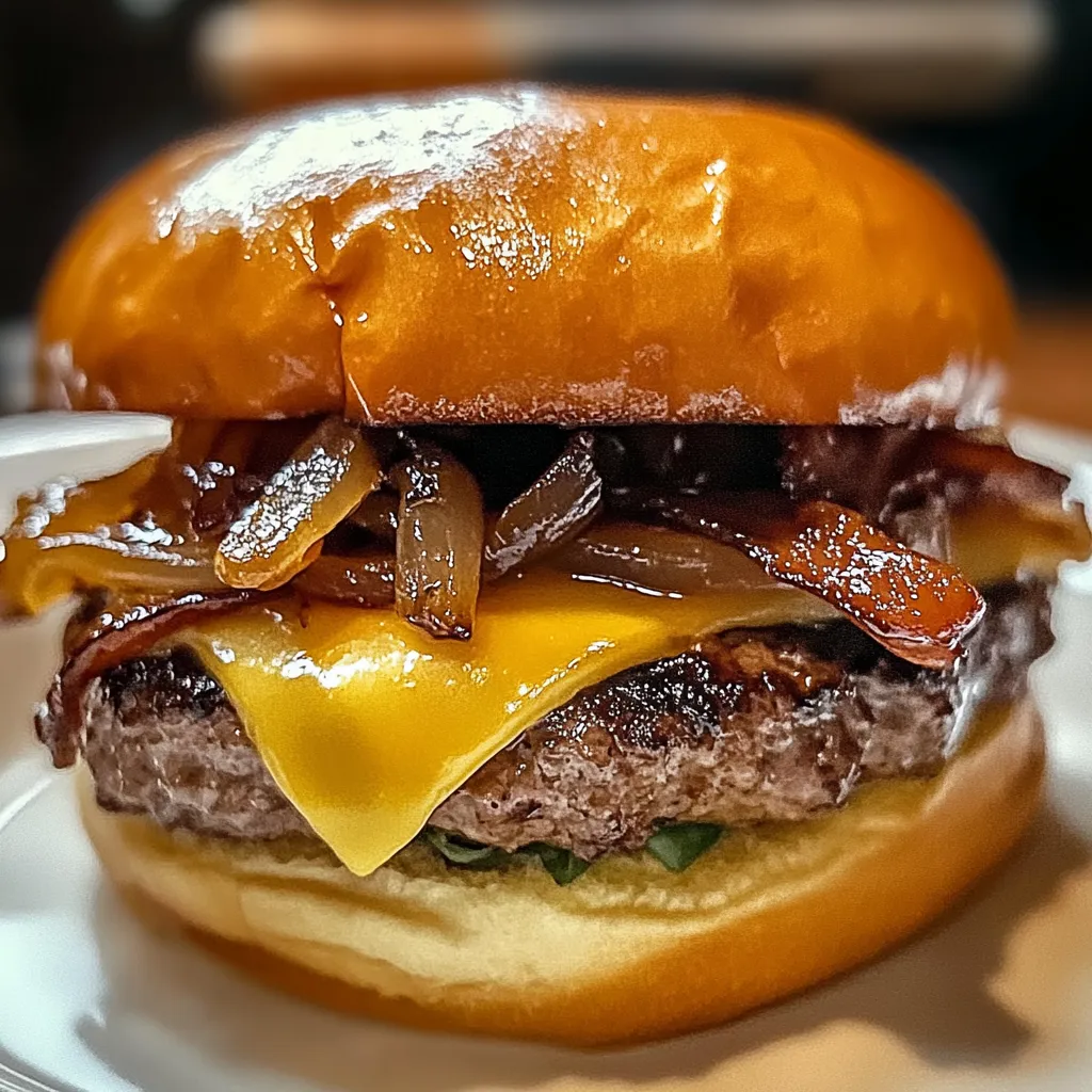 Yummy Irish Pub Burger with Guinness-Caramelized Onions