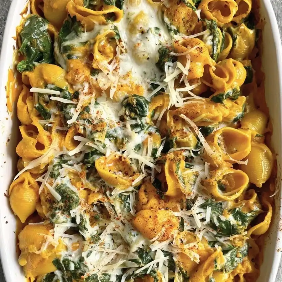 Show-Stopping Cheese Pumpkin Pasta Casserole with Spinach Recipe — Faster Than Takeout