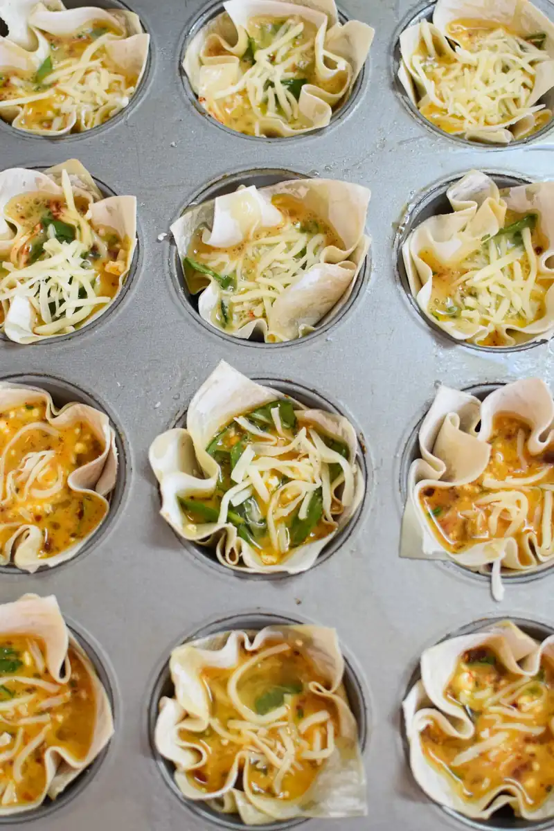 Mediterranean Quiche Wontons – Tiny Tasty Tarts