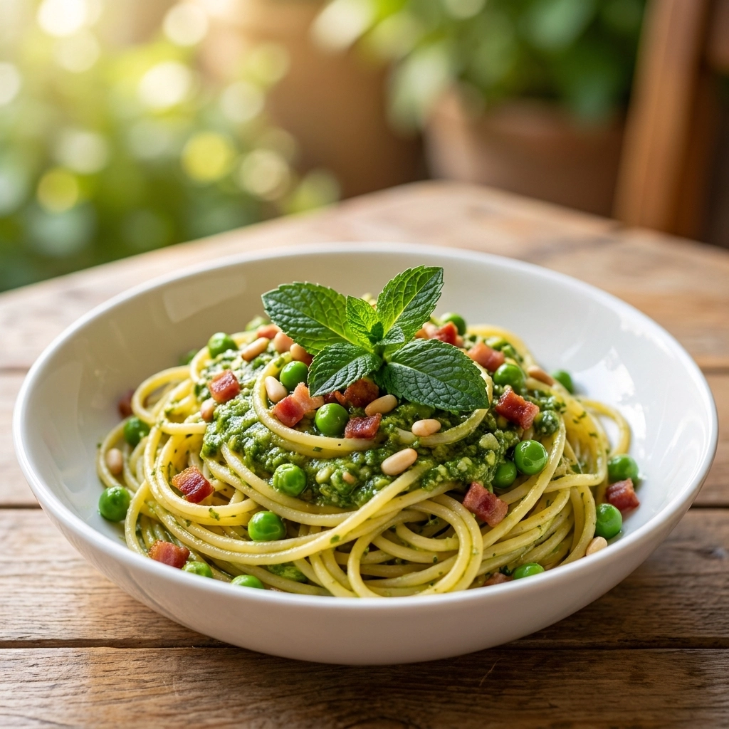 Fresh Spring Pesto Pasta with Peas and Mint Easy Homemade Recipe | Healthy Pasta Dinner