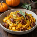 Creamy One-Pot Pumpkin Pasta with Sausage Easy Fall Dinner Recipe | Autumn Pasta