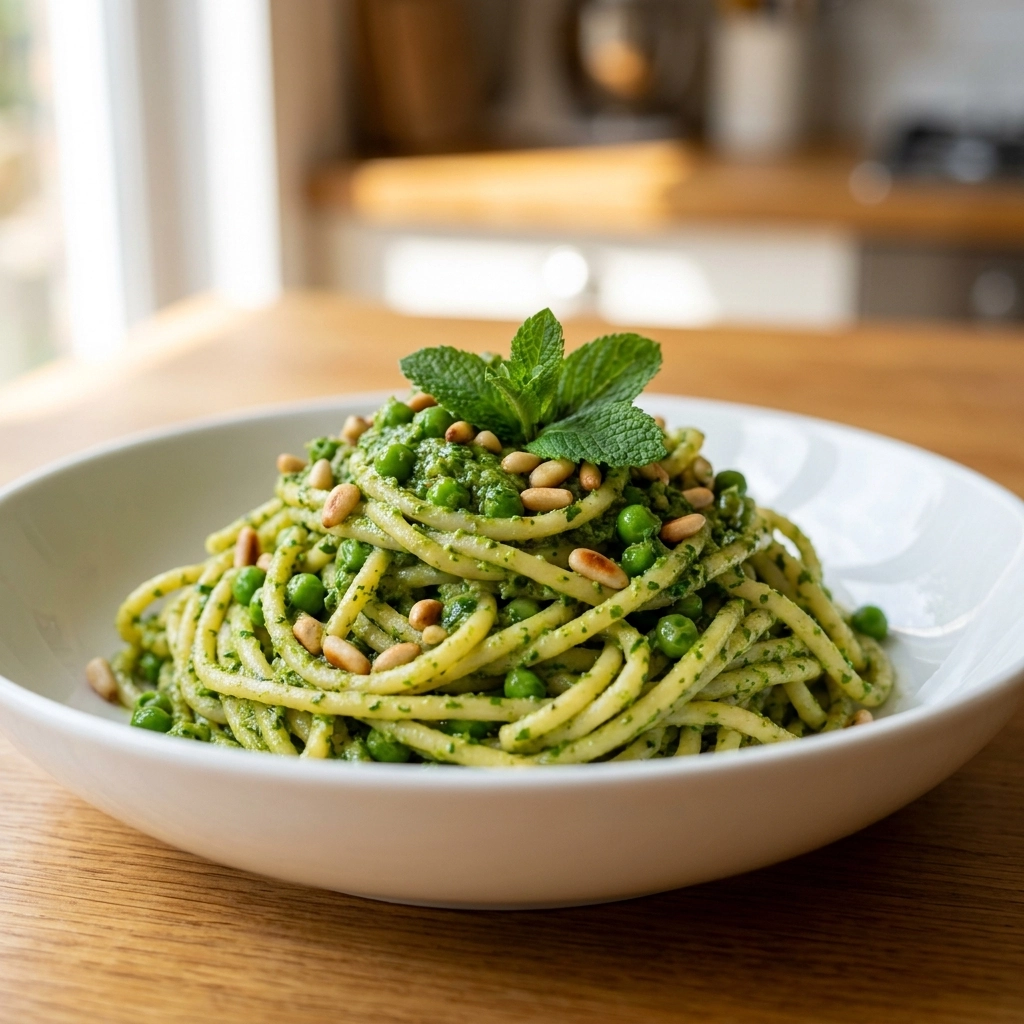 Fresh Spring Pesto Pasta with Peas and Mint Easy Homemade Recipe | Healthy Pasta Dinner