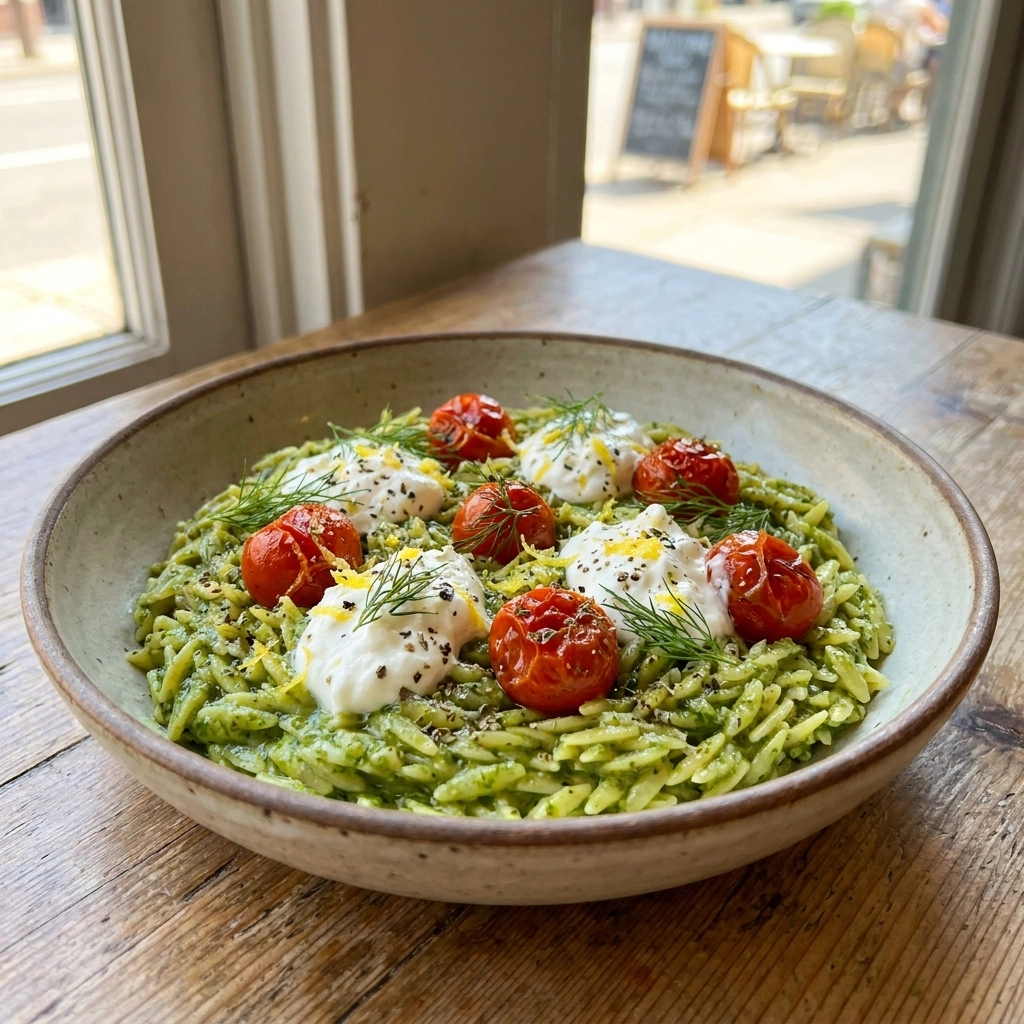 Creamy Pesto Orzo with Fresh Basil and Parmesan | Easy One Pot Pasta Dinner