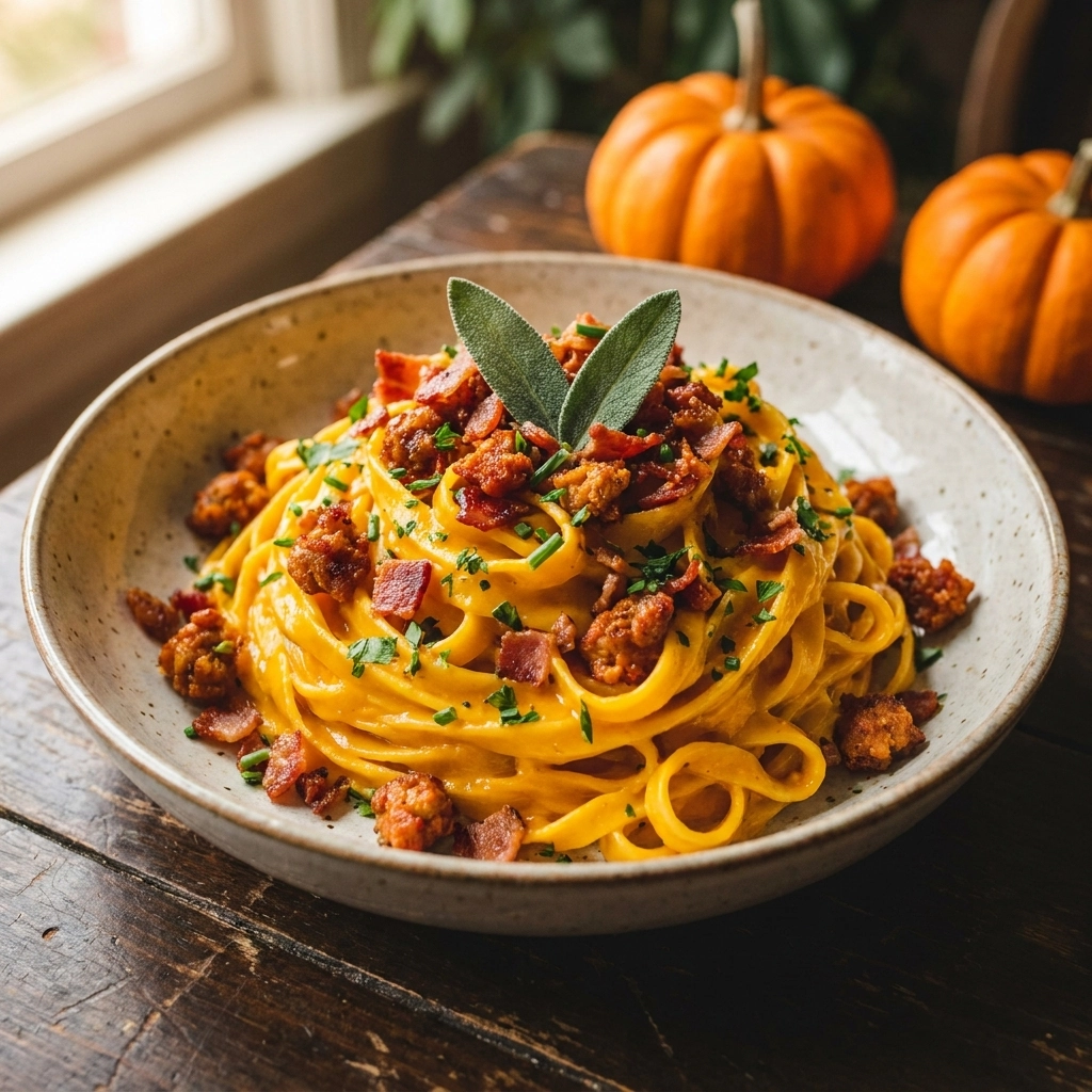 Creamy One-Pot Pumpkin Pasta with Sausage Easy Fall Dinner Recipe | Autumn Pasta