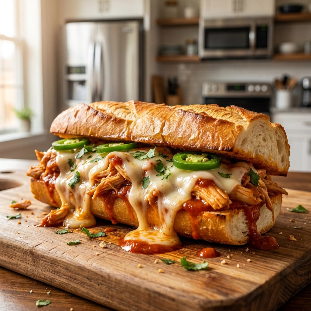 Slow Cooker Chicken Philly Sandwiches With Chipotle Cream Cheese Drizzle | Easy Dinner Ideas