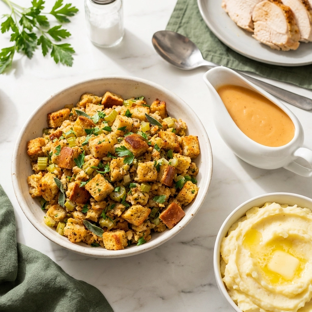Savory Slow Cooker Stuffing with Herbed Butter | Easy Thanksgiving Side Dish