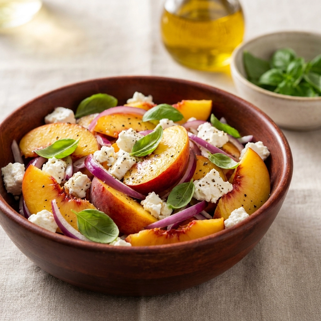 Simple Peach Feta Salad: A Summer Harmony | Easy Summer Peach Salad Recipe