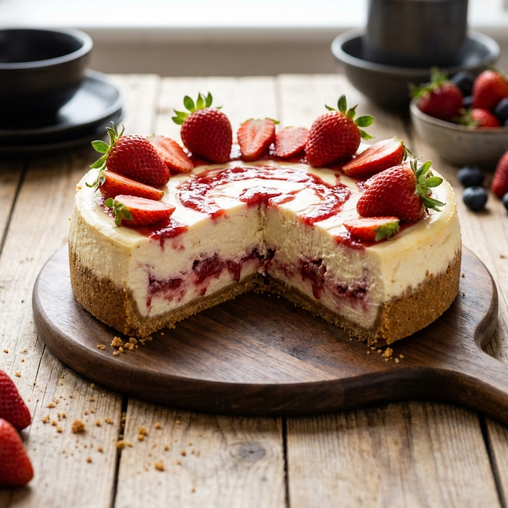 Creamy White Chocolate Strawberry Cheesecake: A No-Bake Dream | Easy Dessert Recipe