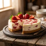 White Chocolate Strawberry Cheesecake | Creamy No Bake Dessert Recipe