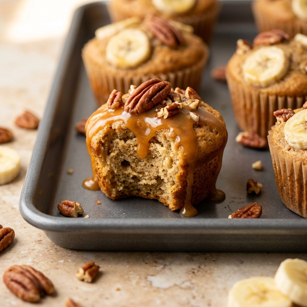 Delicious Banana Pecan Caramel Muffins Recipe | Easy Gourmet Breakfast Muffins