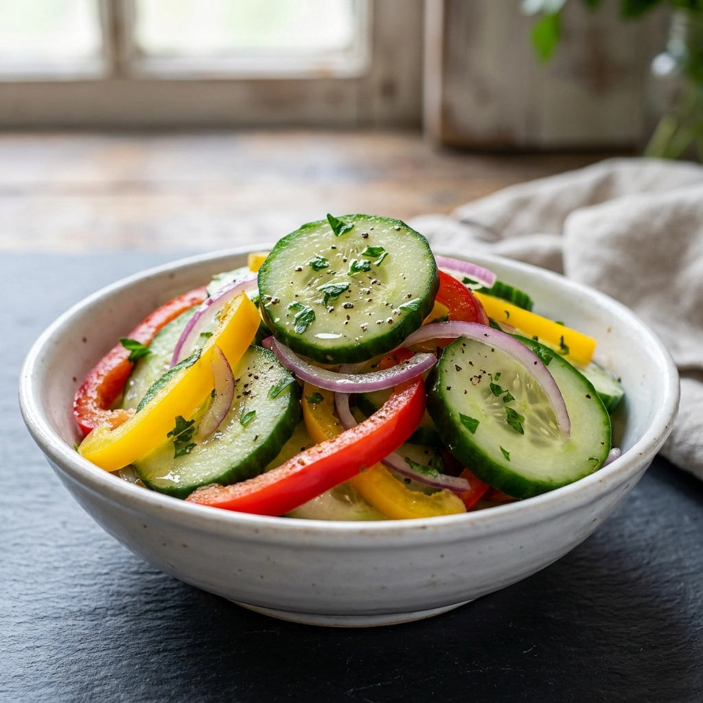 Crisp Cucumber and Bell Pepper Salad with Zesty Vinaigrette | Easy Summer Salad Recipe