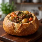 Irresistible Zesty Beef Stew in a Bread Bowl Recipe | Cozy Comfort Food Dinner