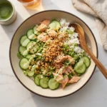 Crispy Rice Salmon & Cucumber Salad with Creamy Soy Dressing | Healthy Salmon Bowl