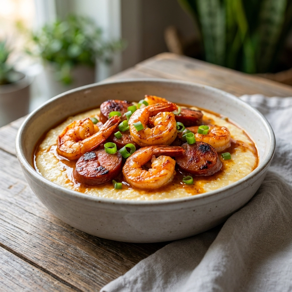 Flavorful Cajun Shrimp and Grits with Andouille Sausage Easy Recipe to Try Today | Southern Brunch Ideas
