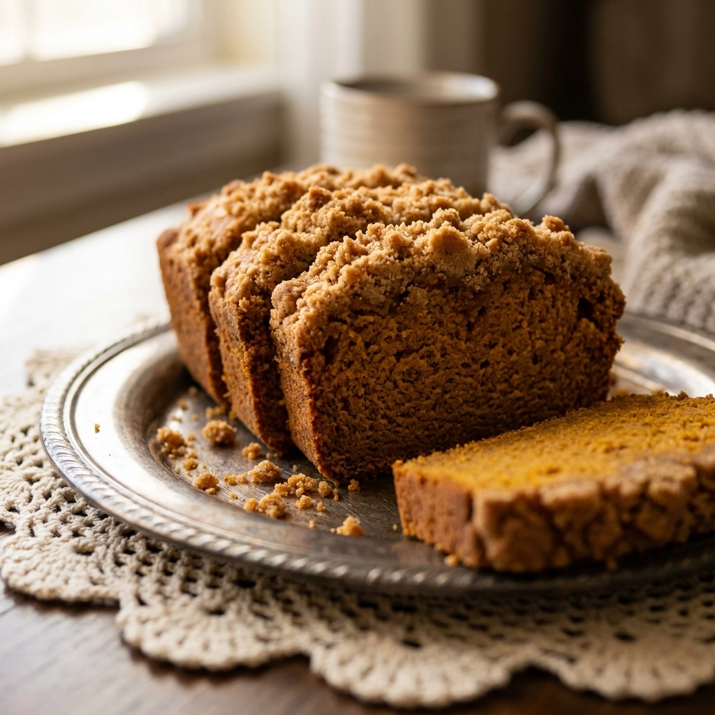 Soft Vegan Pumpkin Bread with Brown Sugar Streusel Topping | Easy Vegan Fall Baking