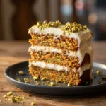 Carrot Zucchini Cake With Cardamom Cream Cheese Frosting And Pistachio Crumble | Easy Vegetable Cake