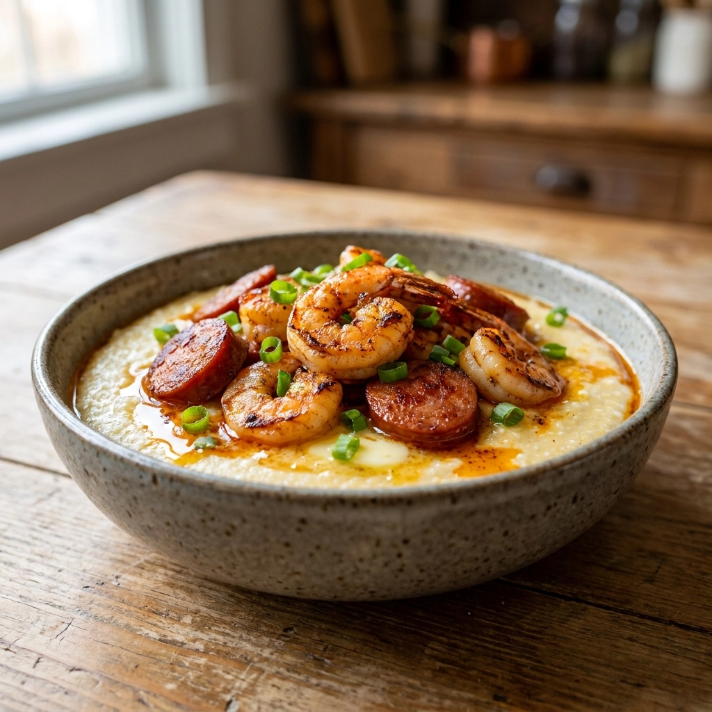Flavorful Cajun Shrimp and Grits with Andouille Sausage Easy Recipe to Try Today | Southern Brunch Ideas