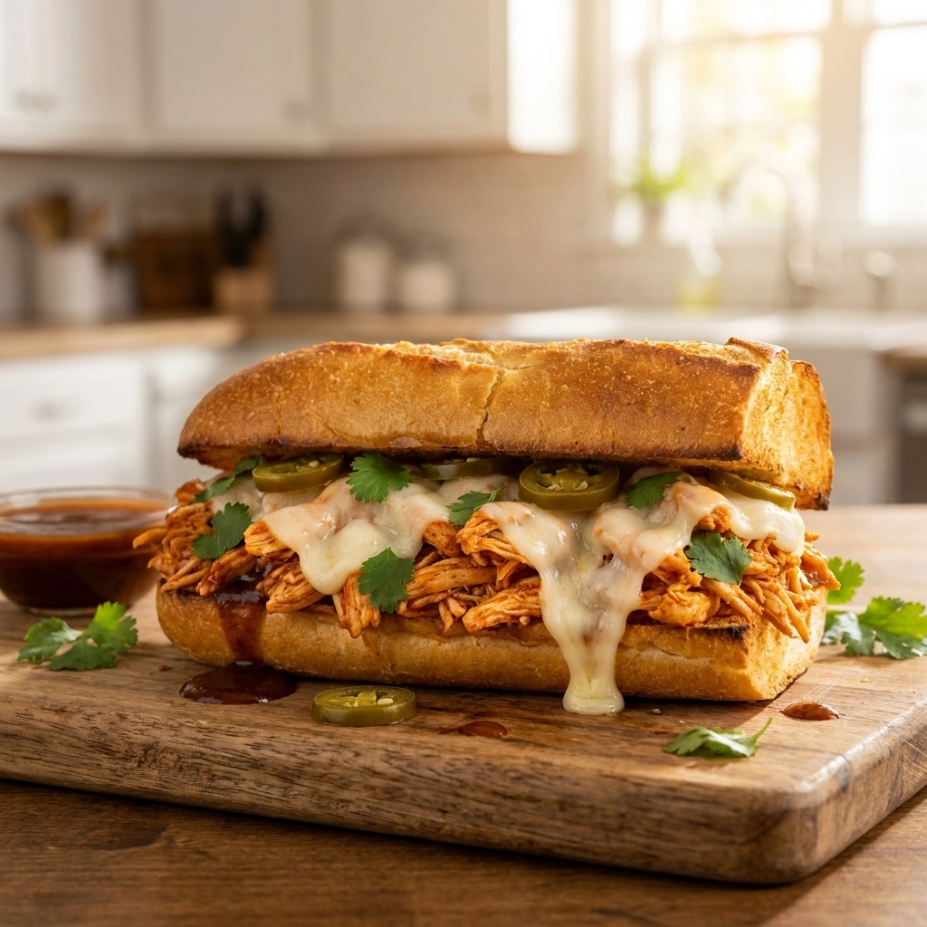 Slow Cooker Chicken Philly Sandwiches With Chipotle Cream Cheese Drizzle | Easy Dinner Ideas