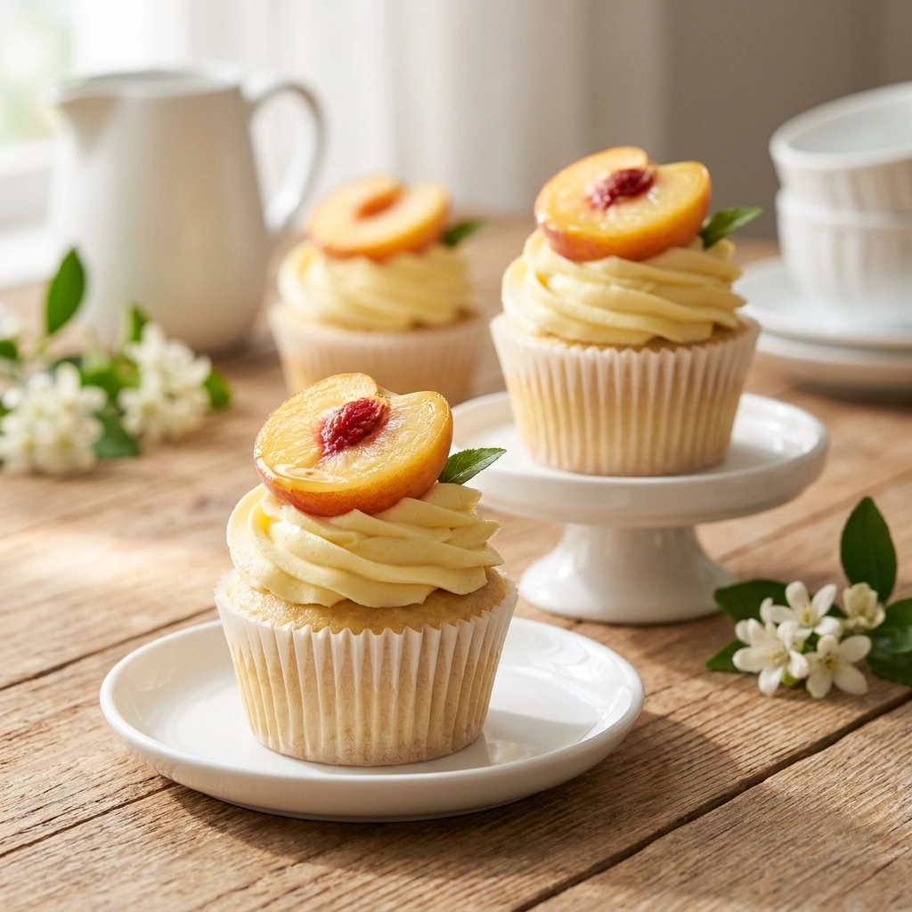 Honey Peach Cream Cheese Cupcakes: A Summer Symphony | Easy Summer Dessert Recipe