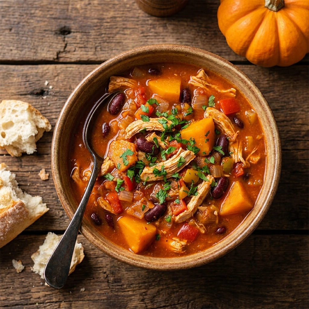Chicken Chili with Pumpkin: A Cozy Autumn Bowl of Comfort | Healthy Fall Soup