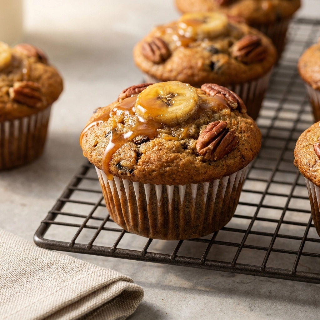 Delicious Banana Pecan Caramel Muffins Recipe | Easy Gourmet Breakfast Muffins