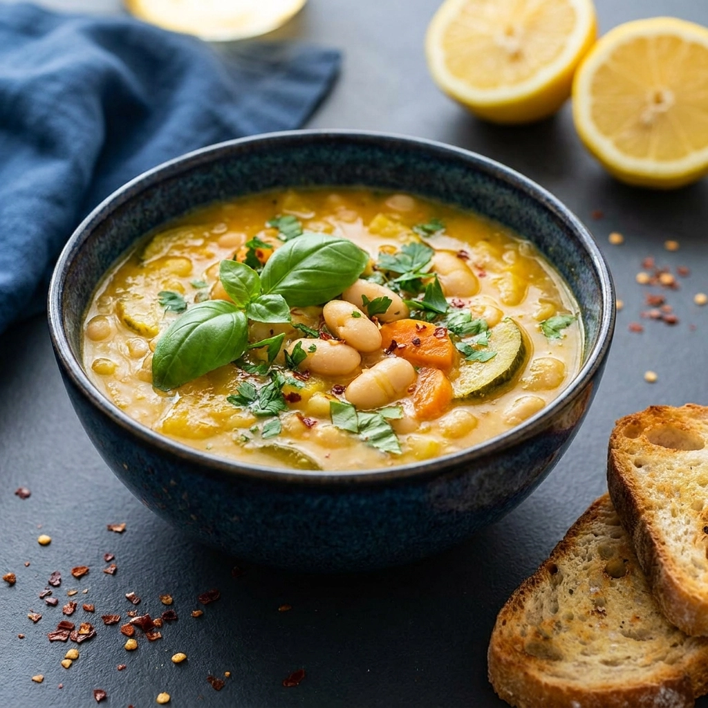 Hearty Chunky Zucchini Soup with White Beans | Healthy Vegetarian Soup Recipe