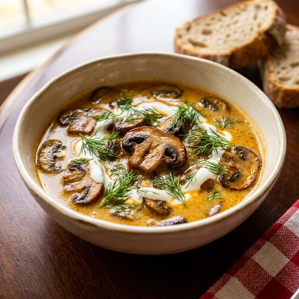 Hearty Hungarian Mushroom Soup with Smoked Paprika | Creamy Mushroom Soup Recipe