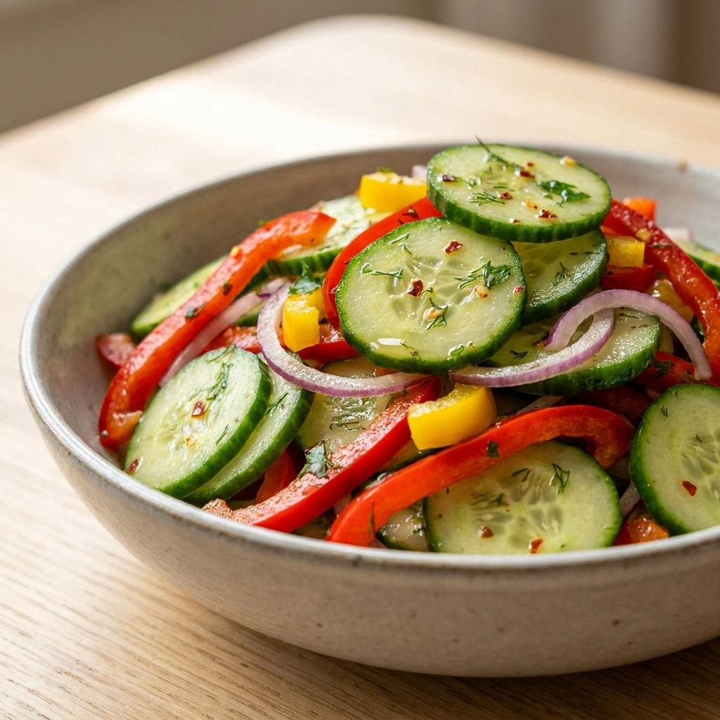 Crisp Cucumber and Bell Pepper Salad with Zesty Vinaigrette | Easy Summer Salad Recipe