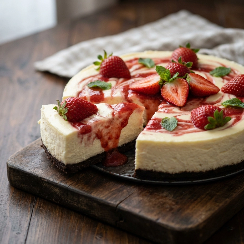 Creamy White Chocolate Strawberry Cheesecake: A No-Bake Dream | Easy Dessert Recipe