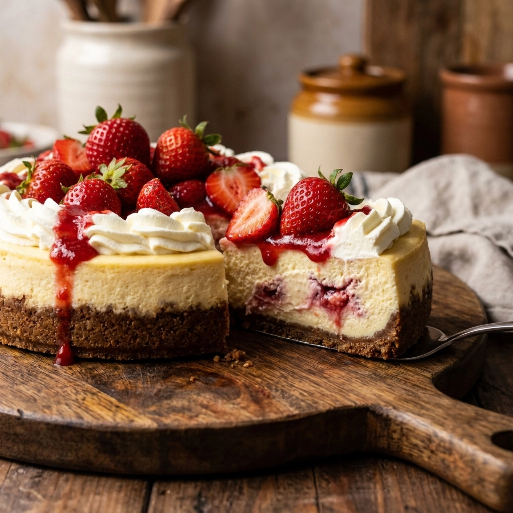 White Chocolate Strawberry Cheesecake | Creamy No Bake Dessert Recipe