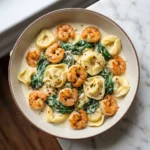 Creamy Shrimp Spinach Tortellini | Easy Garlic Shrimp Pasta Dinner