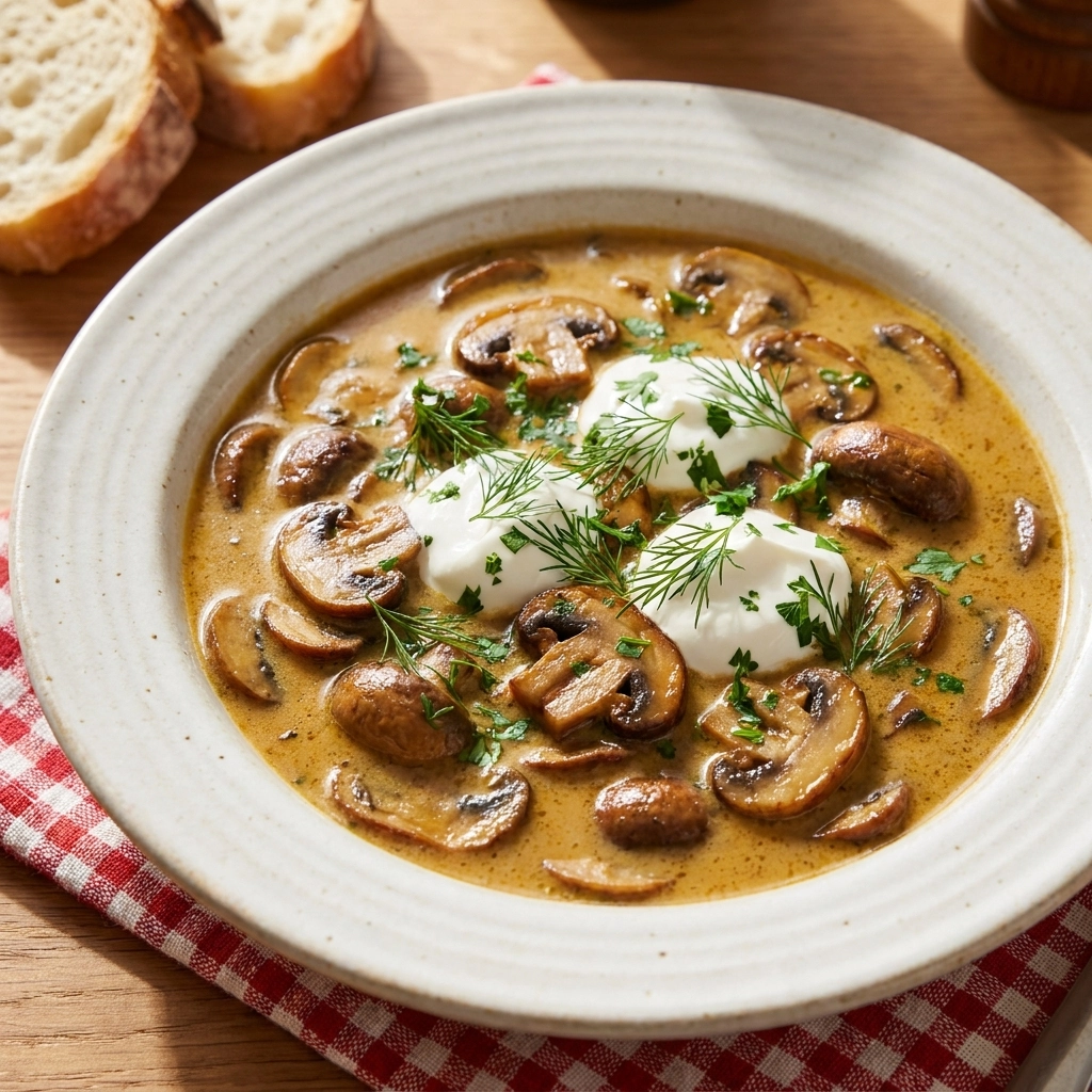 Hungarian Mushroom Soup with Smoked Paprika and Cream | Creamy Mushroom Soup Recipe